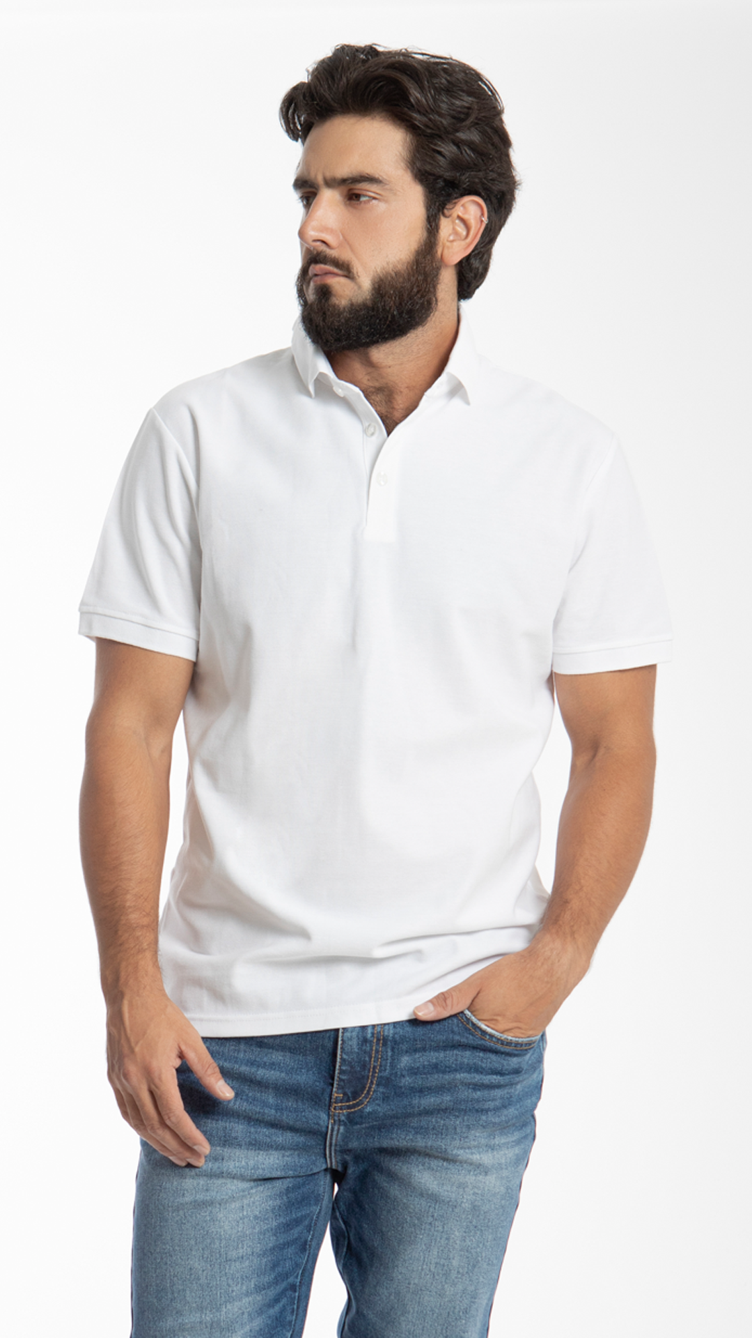 Camisa básica manga larga para hombre B Basic en blanco, ideal para combinar con jeans Balam