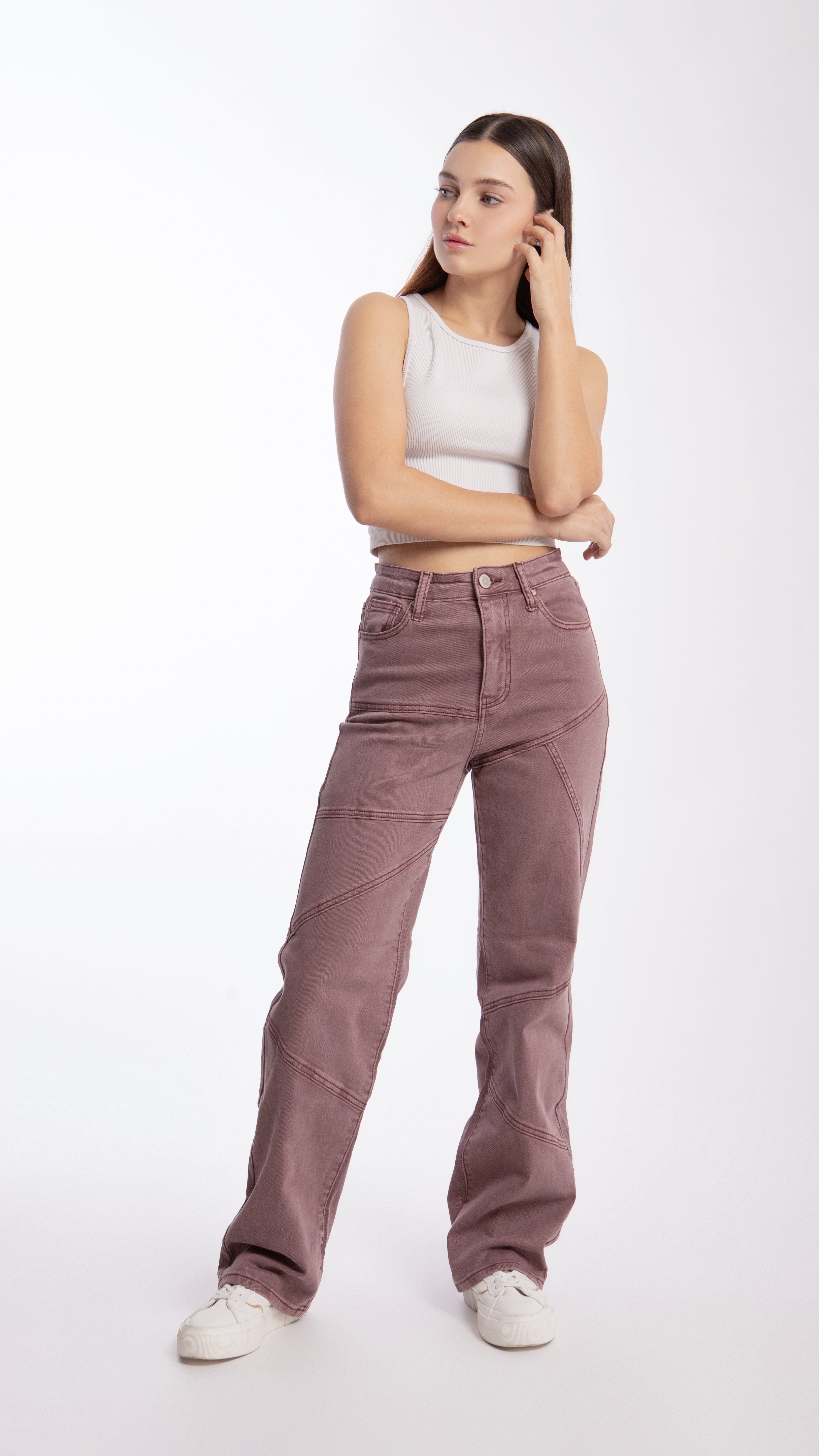 Pantalón wide leg mujer Balam, jeans de mezclilla en lavado índigo, guía de cuidado del denim
