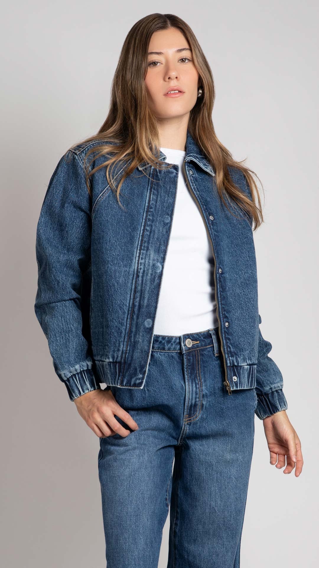 Chamarra de mezclilla mujer bomber Balam BL7801