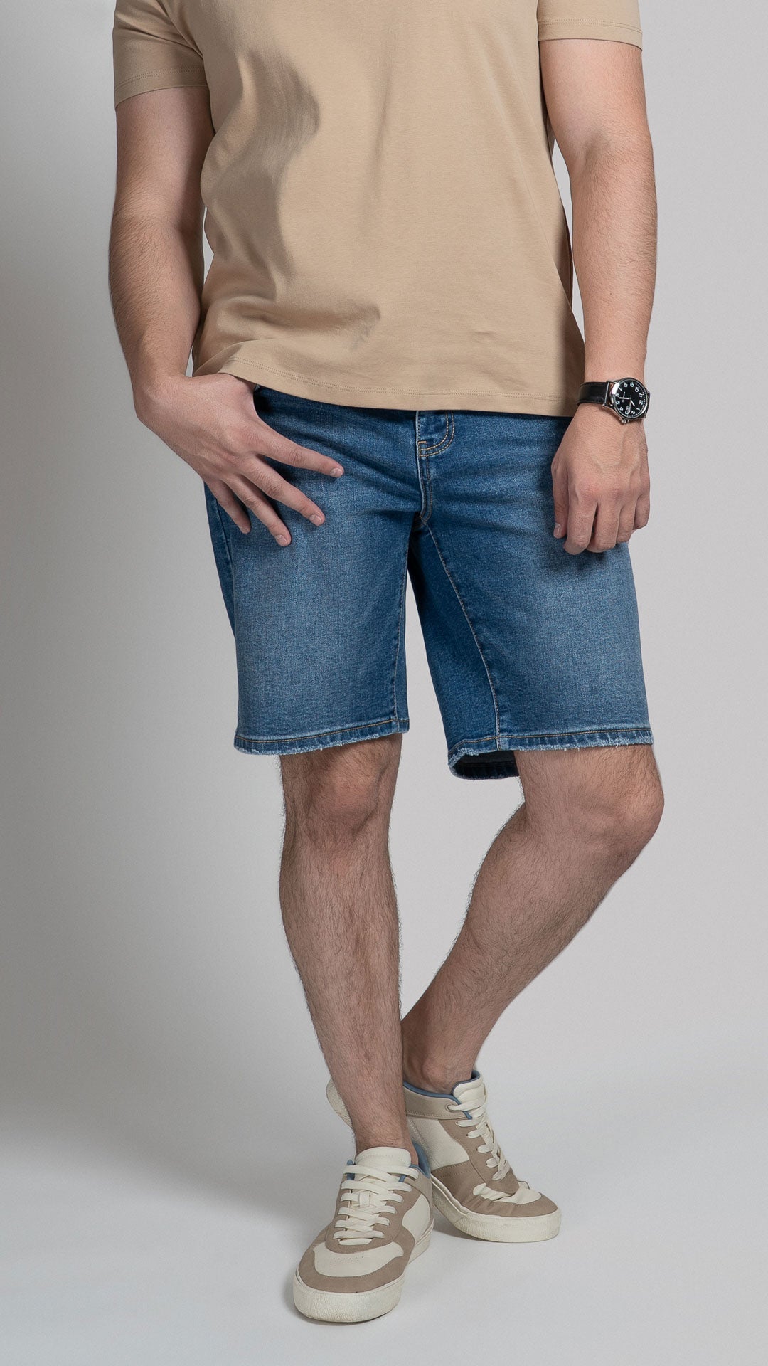 Bermuda regular para hombre Balam en mezclilla azul medio
