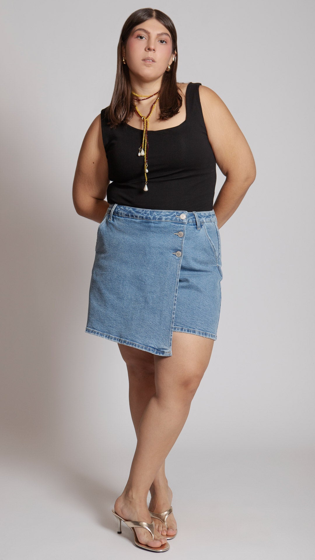 Short falda curvy loose mom de mezclilla Balam BL7404