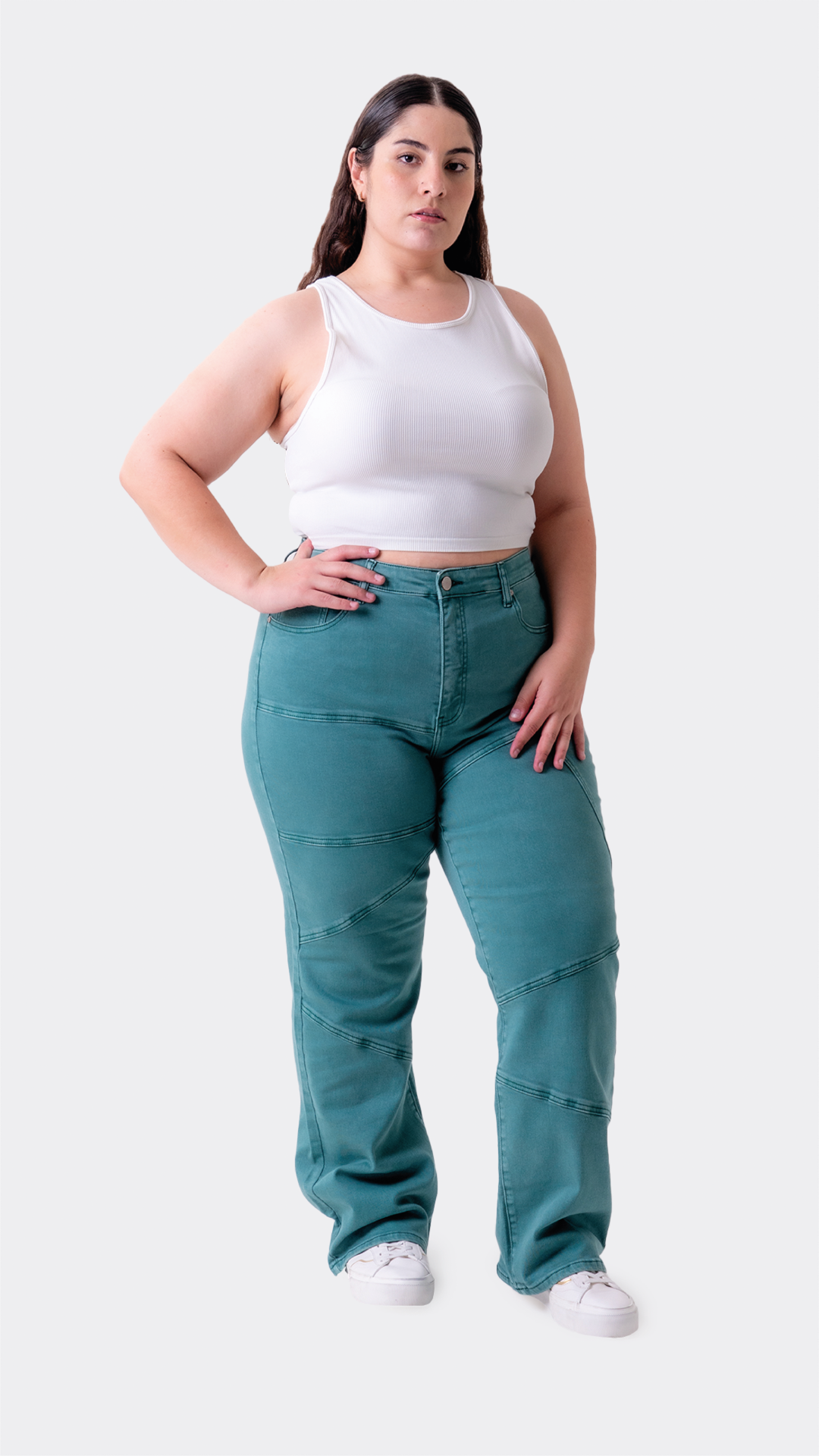 Pantalón wide leg curvy Balam en azul oscuro con tiro alto