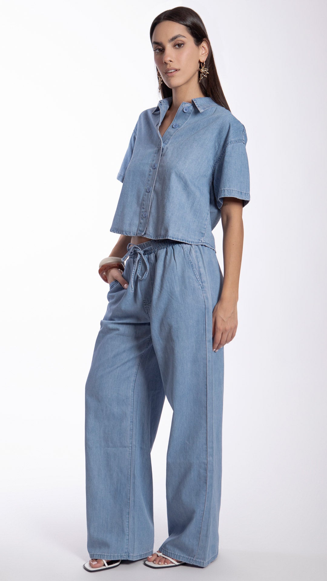 Pantalón Wide Leg Mujer B Basic BB7605