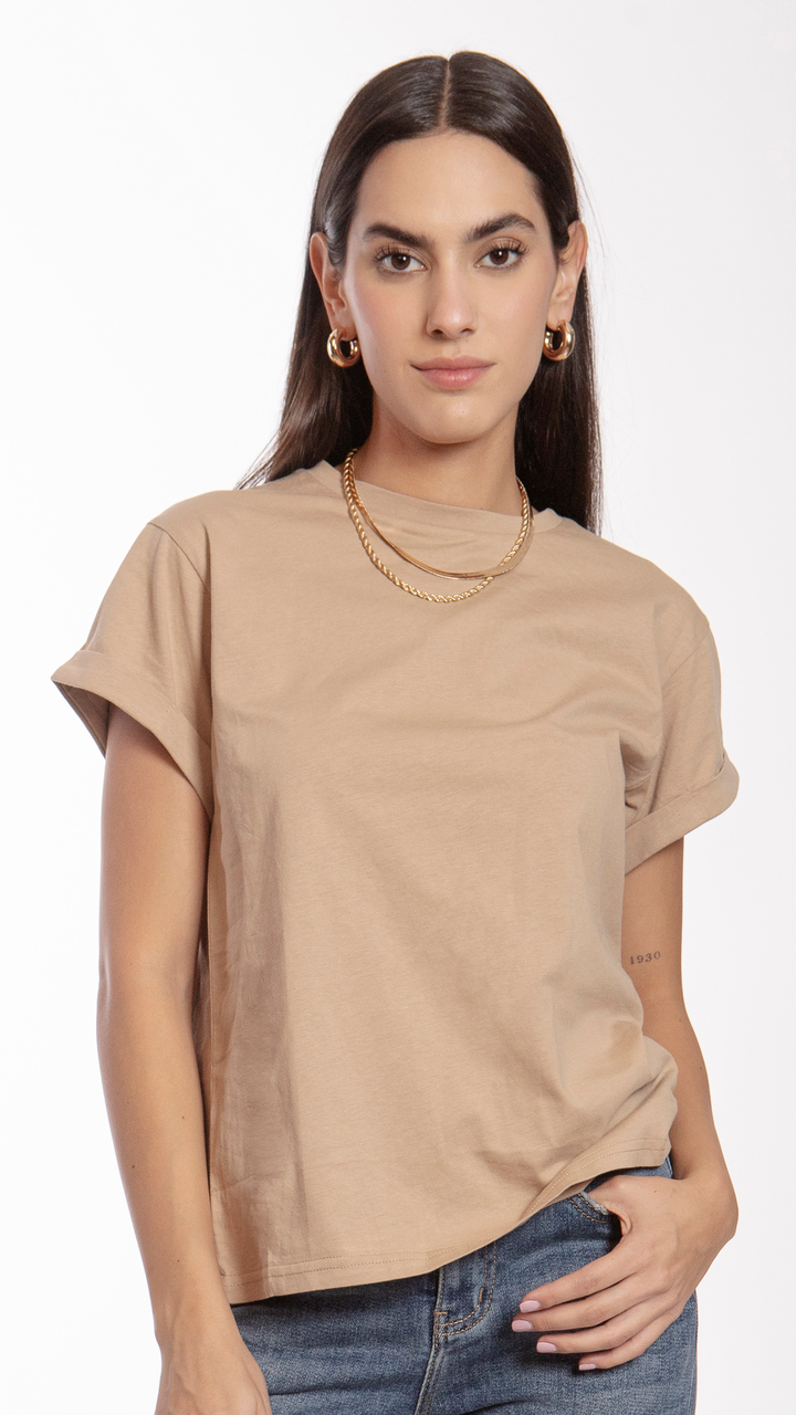 blusa-mujer-beige-manga-corta