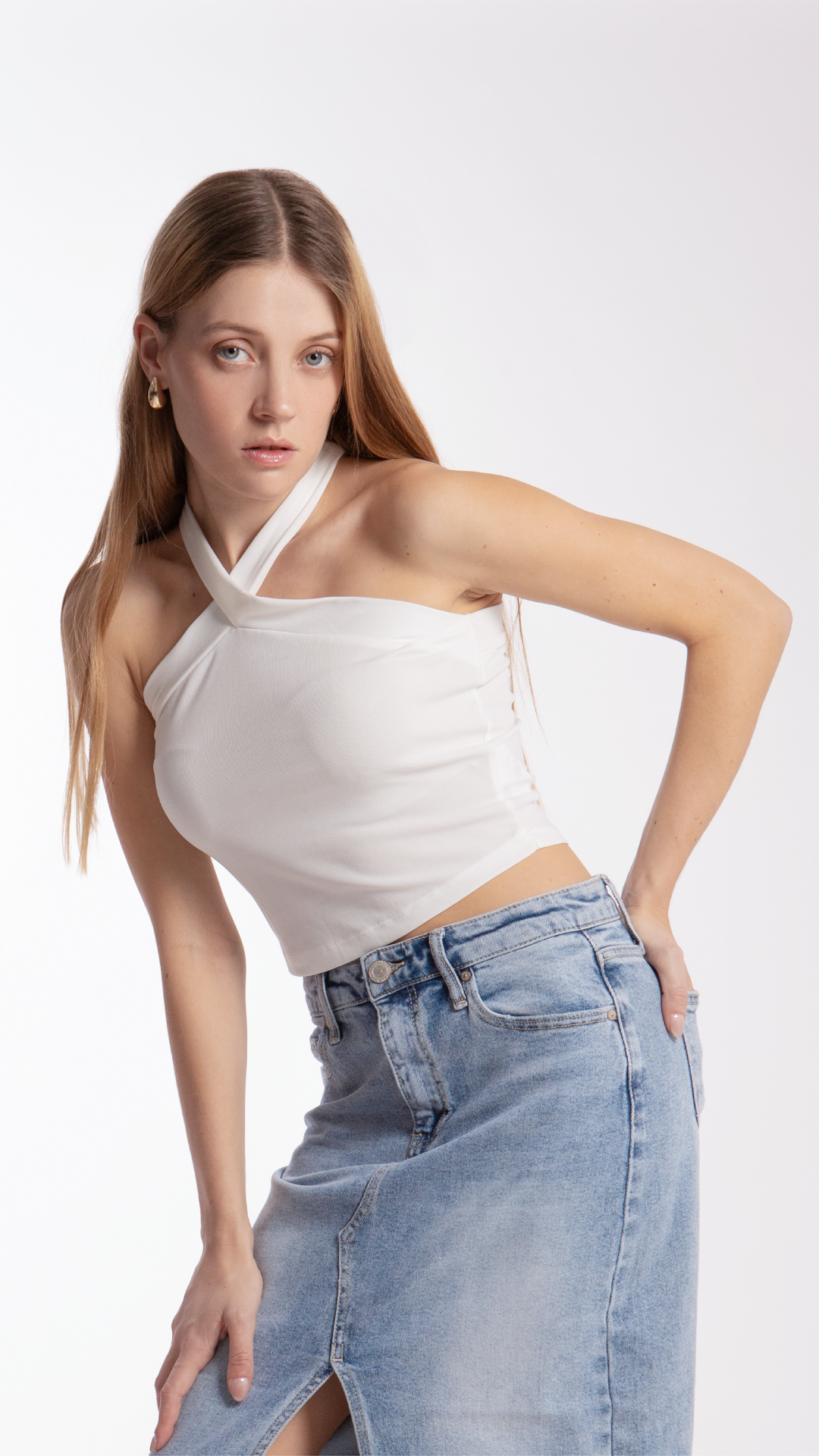 Crop Top Halter Cruzado Mujer B Basic BB0140