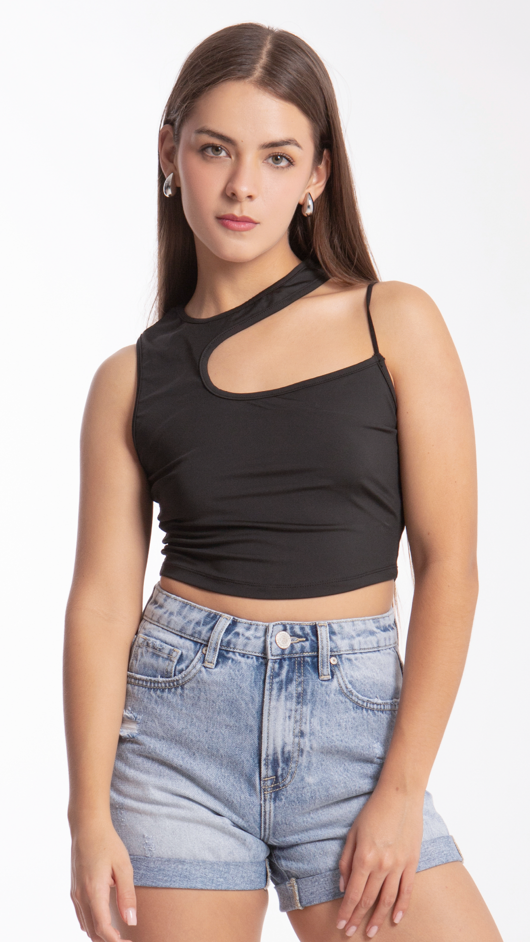 Crop Top Asimétrico Mujer B Basic BB0159