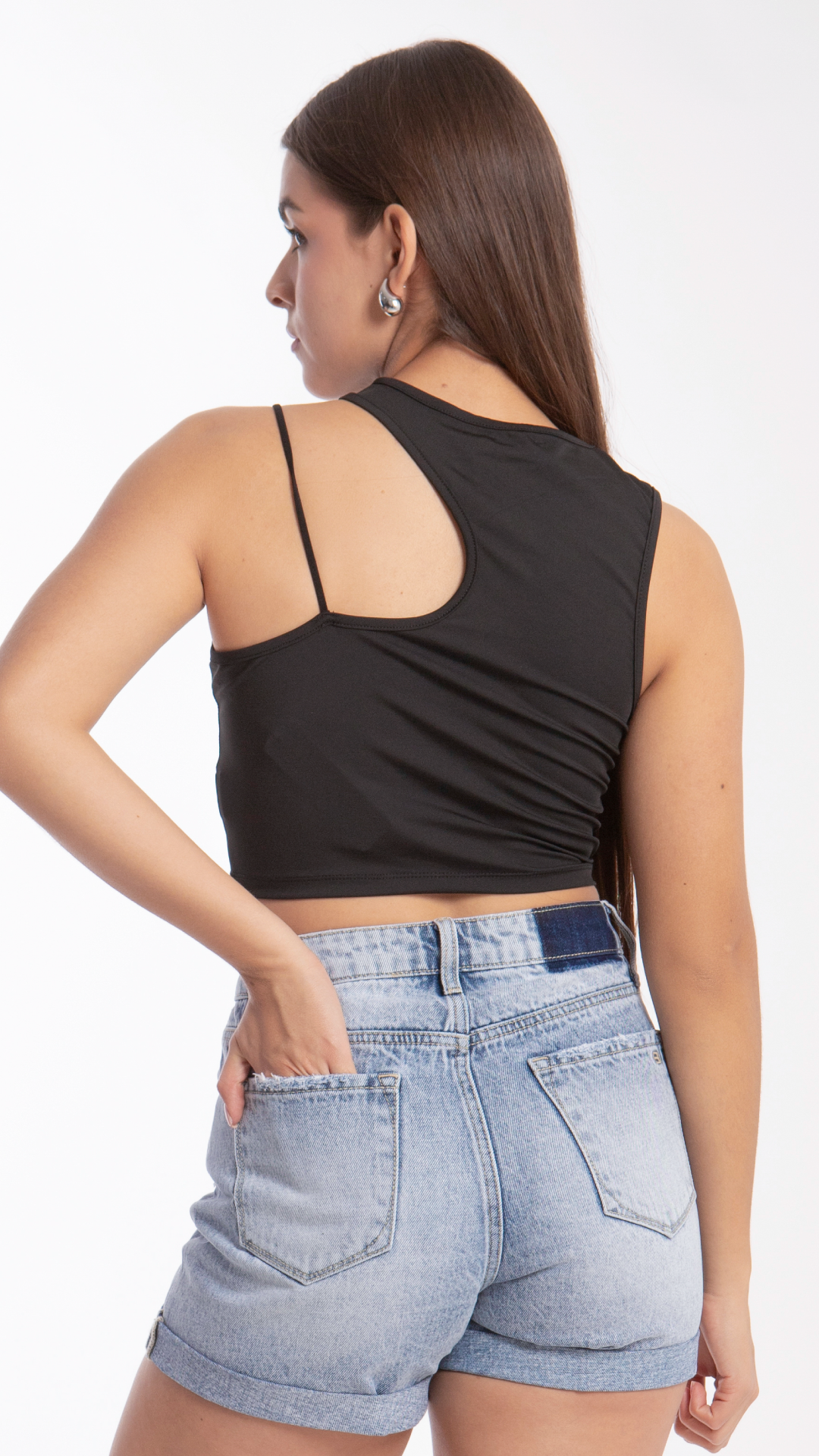 Crop Top Asimétrico Mujer B Basic BB0159