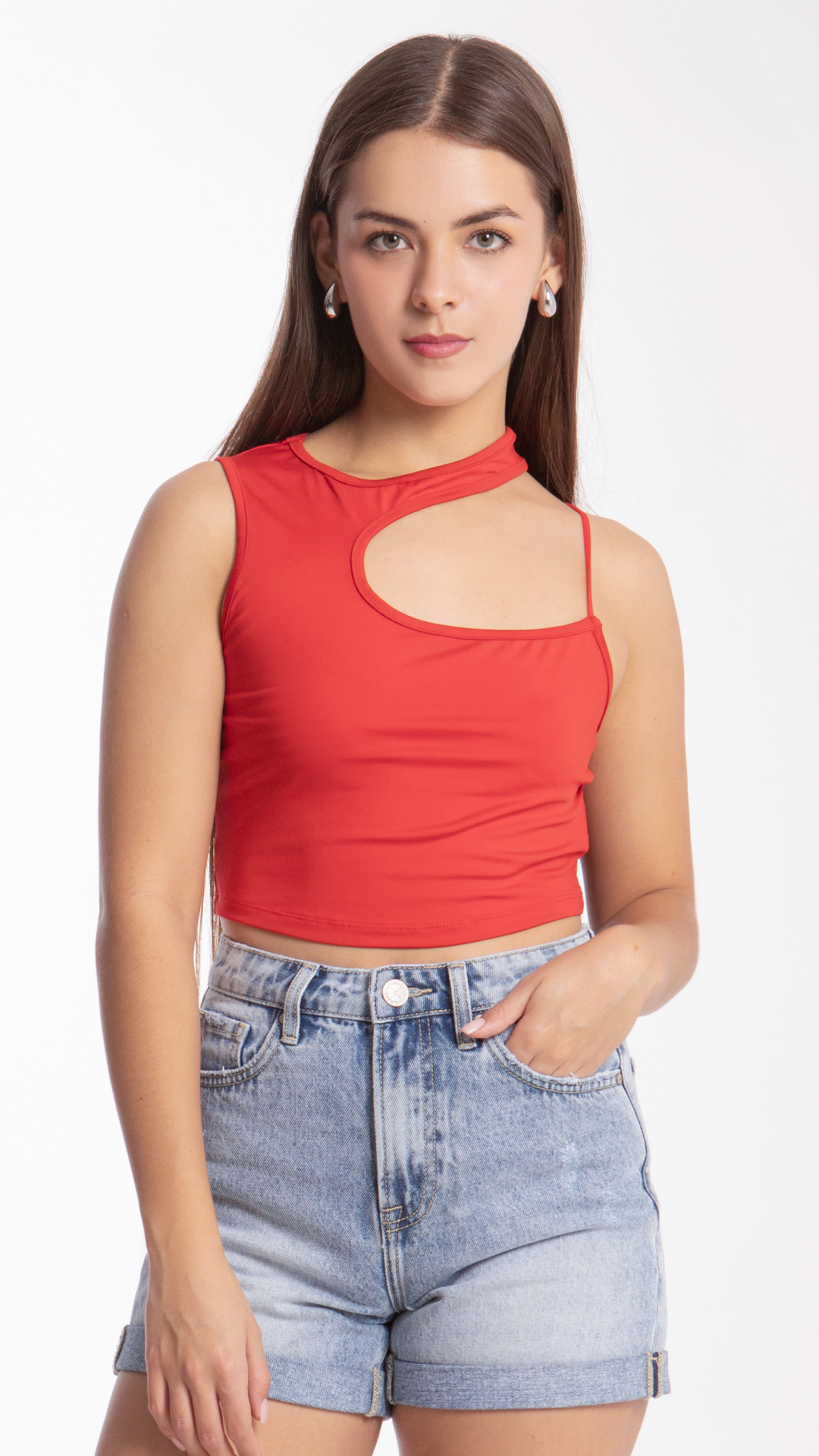 Crop Top Asimétrico Mujer B Basic BB0159