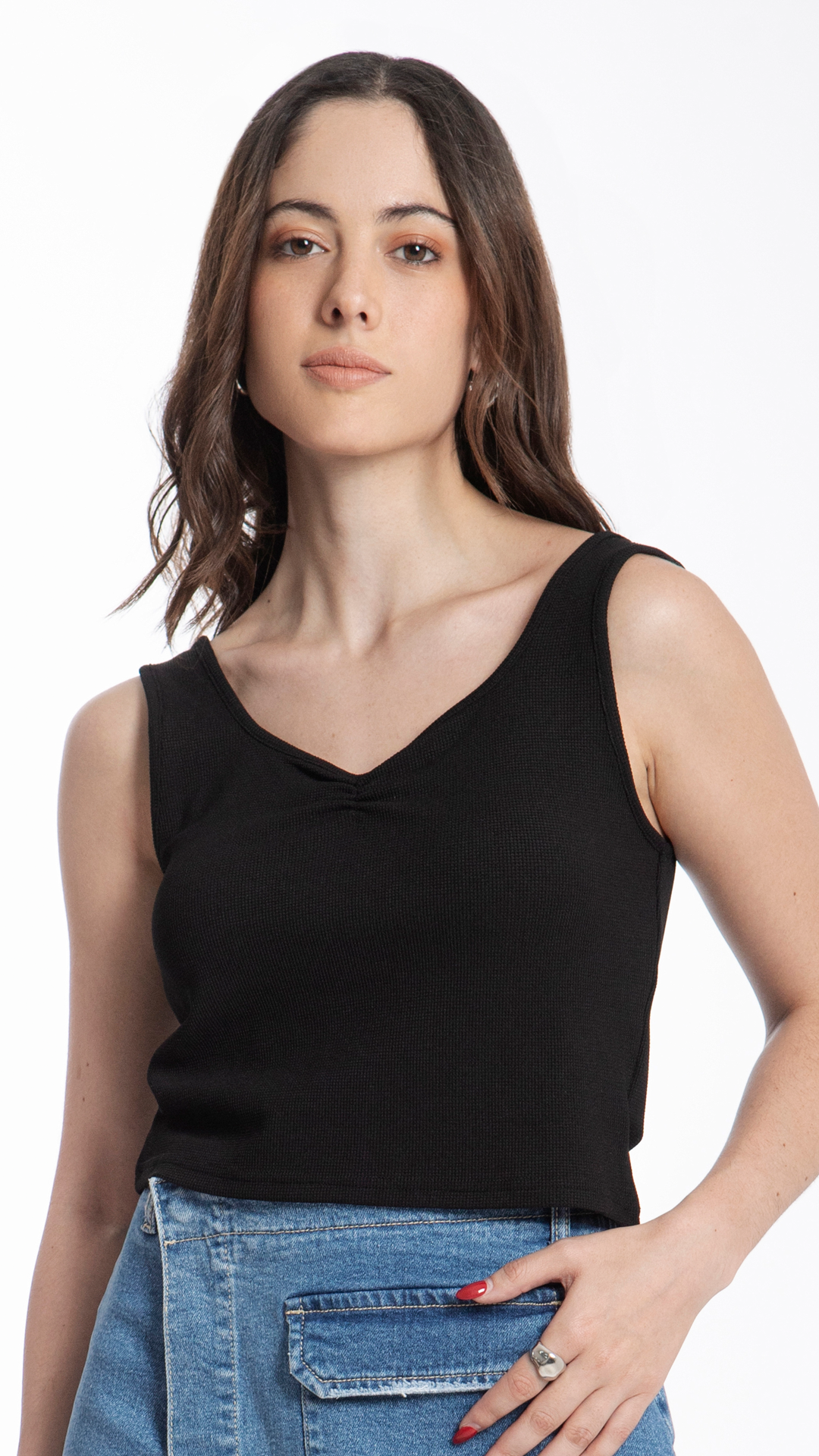 Blusa Crop Tejida Mujer B Basic BB0190