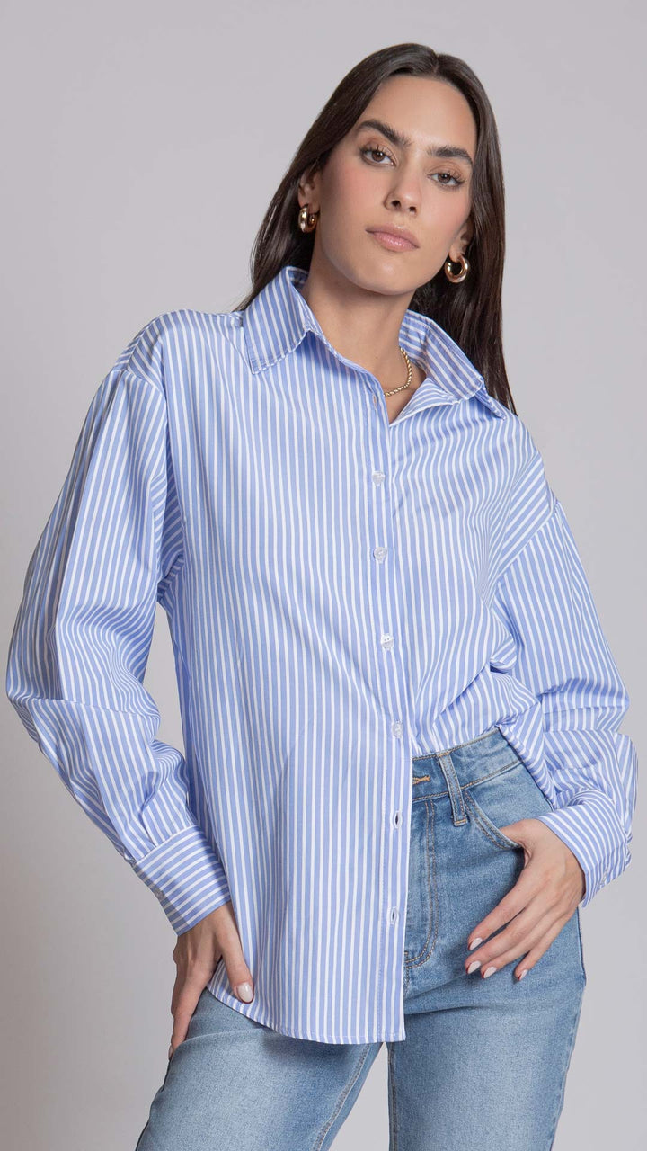 Camisa Estampado A Rayas Mujer B Basic BB0317