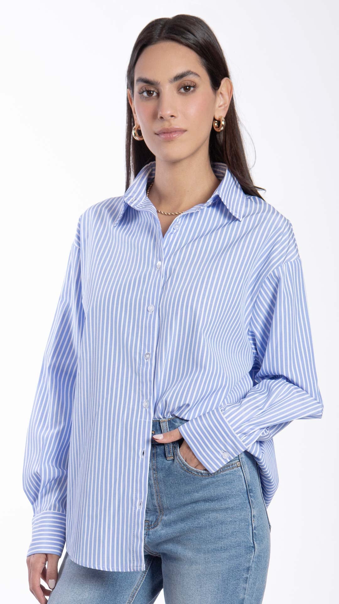 Camisa Estampado A Rayas Mujer B Basic BB0317