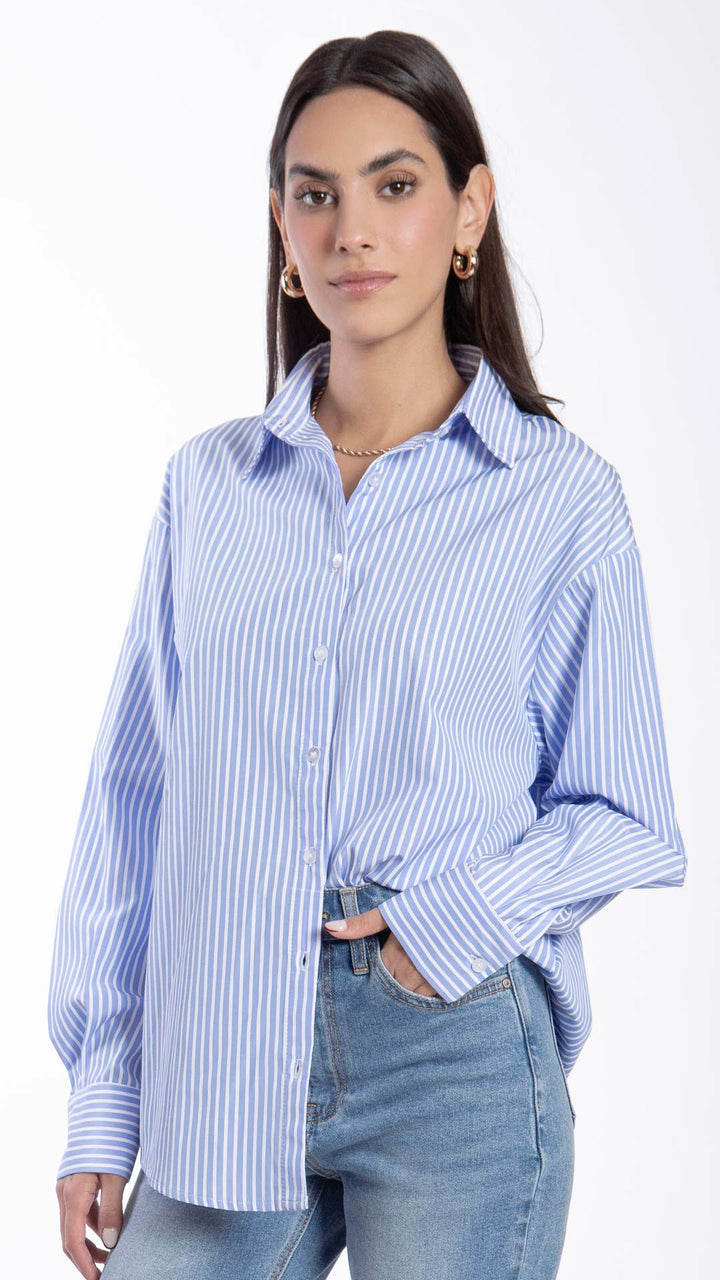 Camisa Estampado A Rayas Mujer B Basic BB0317