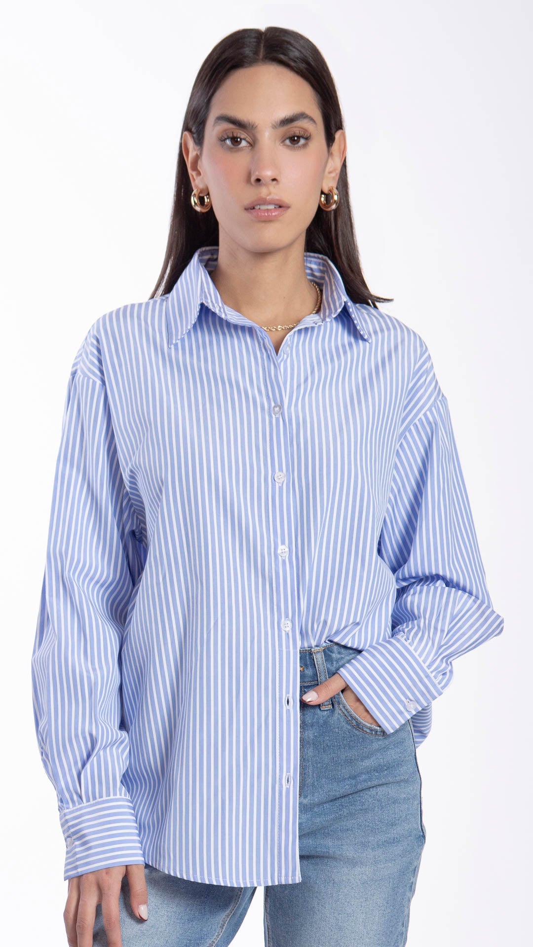 Camisa Estampado A Rayas Mujer B Basic BB0317