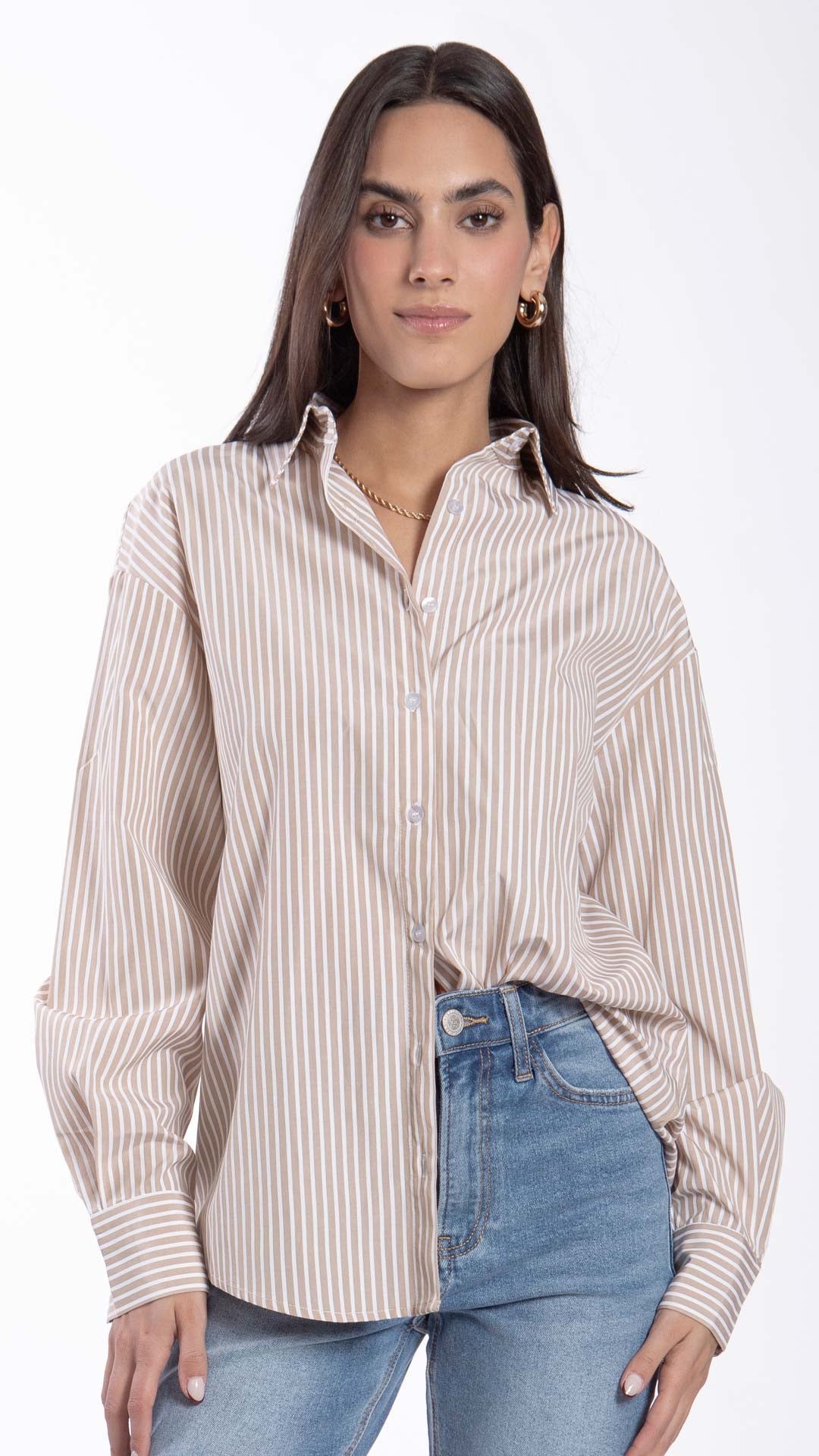 Camisa Estampado A Rayas Mujer B Basic BB0317