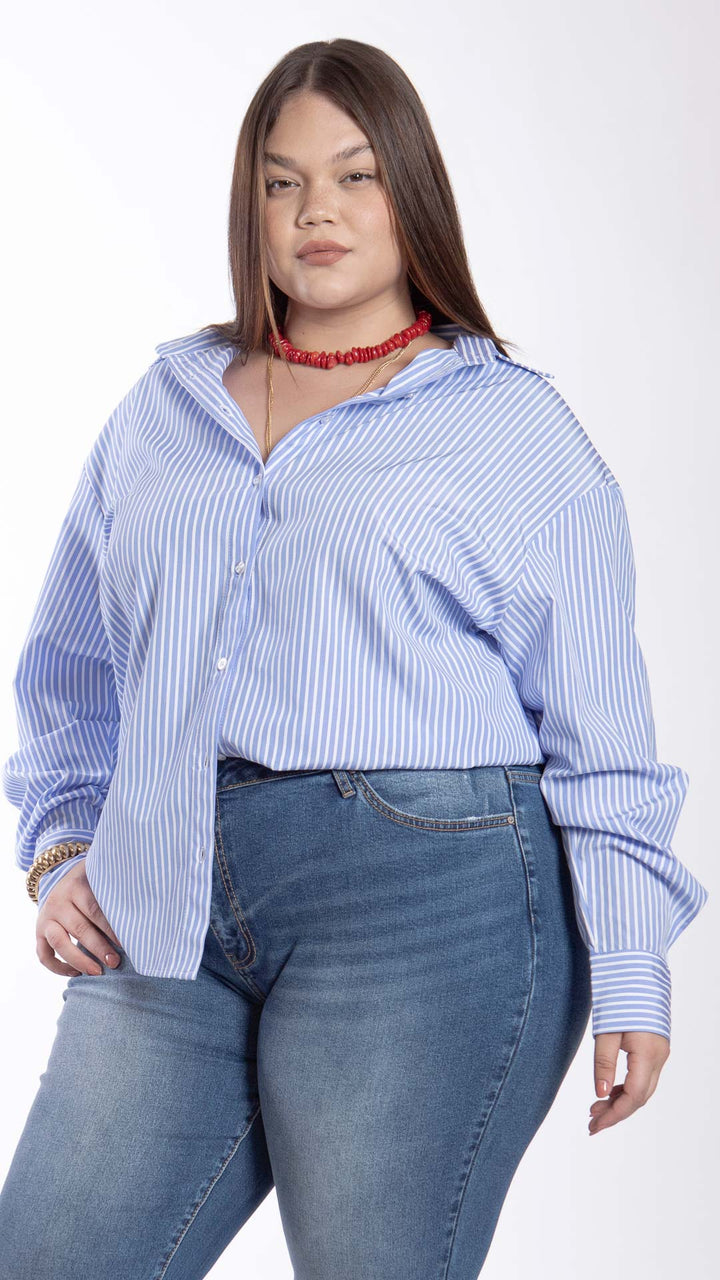 Camisa Estampado a Rayas Curvy B Basic BB0317