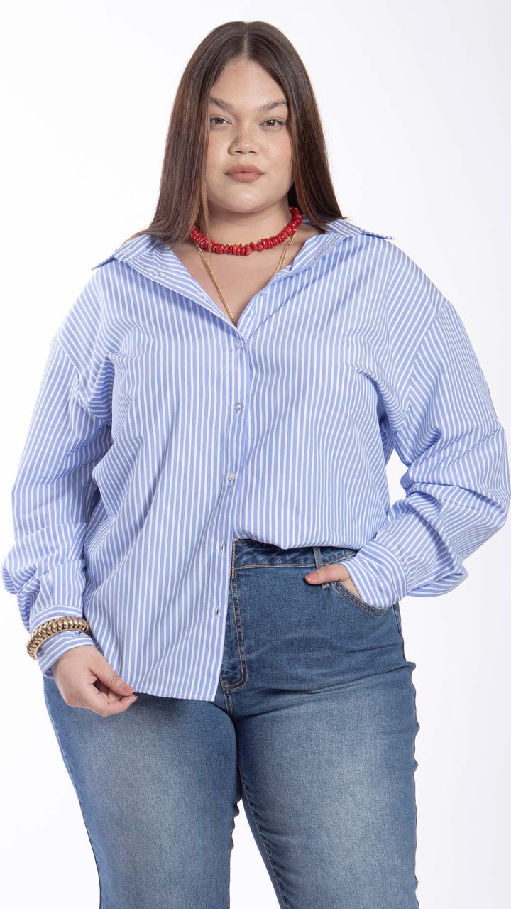 Camisa Estampado a Rayas Curvy B Basic BB0317