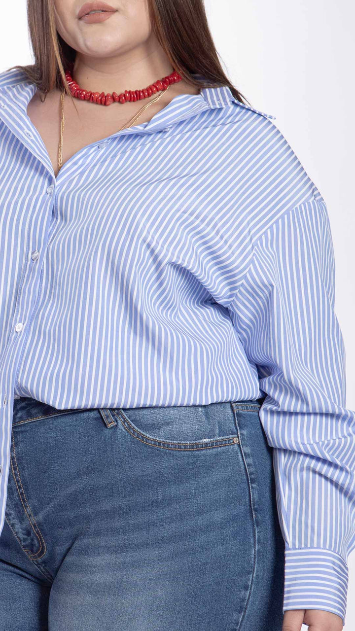 Camisa Estampado a Rayas Curvy B Basic BB0317