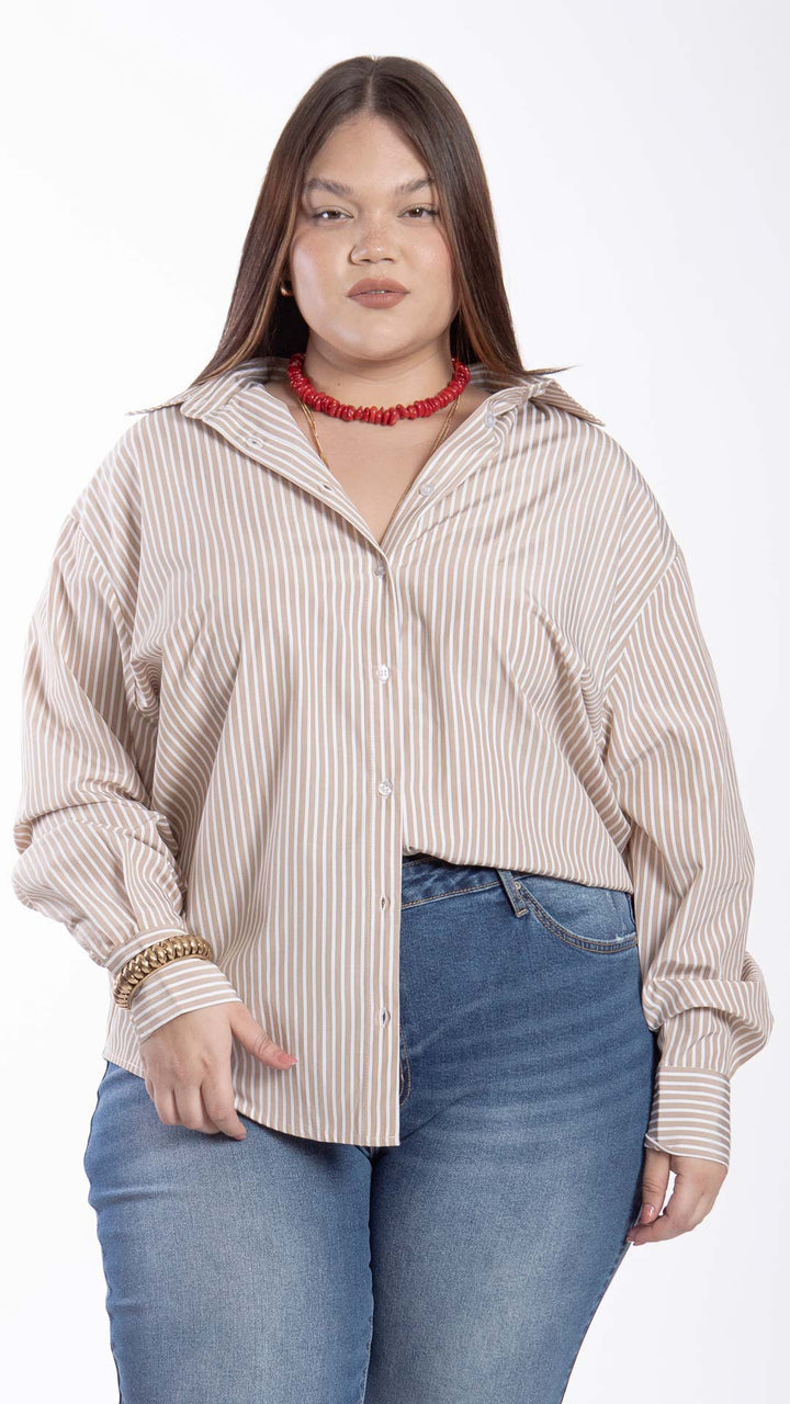 Camisa Estampado a Rayas Curvy B Basic BB0317