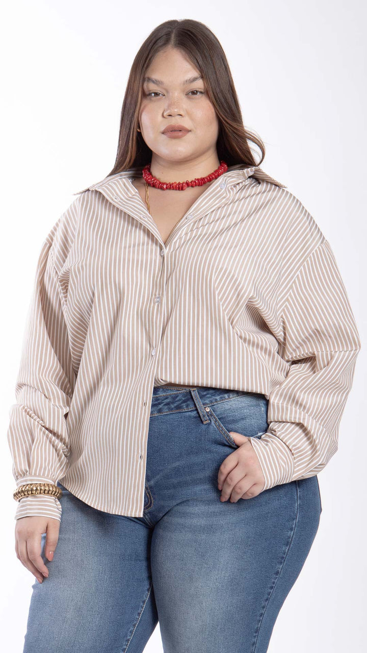 Camisa Estampado a Rayas Curvy B Basic BB0317