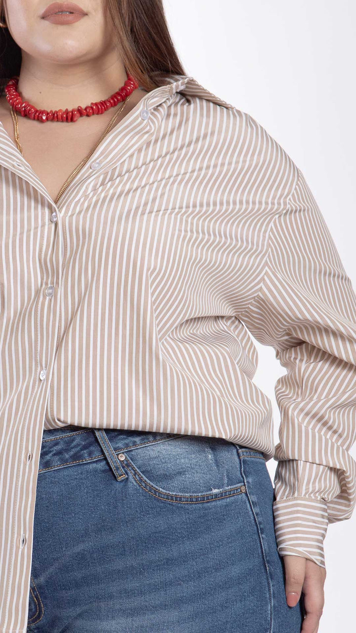 Camisa Estampado a Rayas Curvy B Basic BB0317