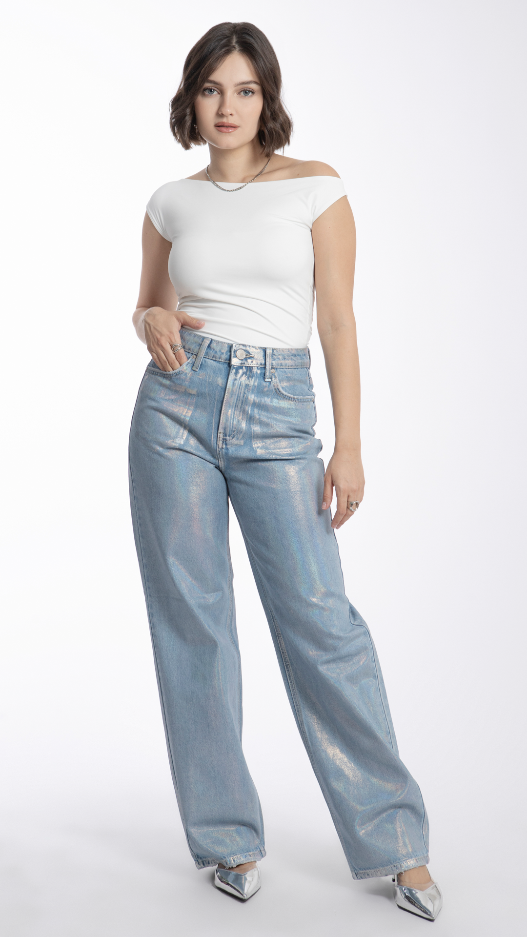 Pantalón Wide Leg Foil Para Mujer Balam BL6982