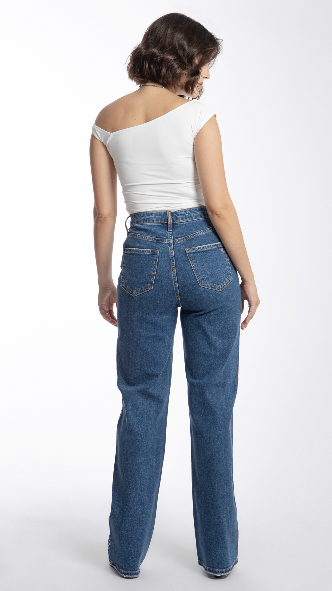 Pantalón Wide Leg Con Cristales Mujer Balam BL6984